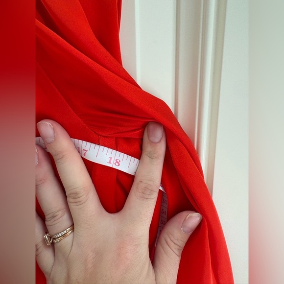 Lovers + Friends Red Satin Off-the-Shoulder Fit & Flare Dress Size Medium - Picture 8 of 8